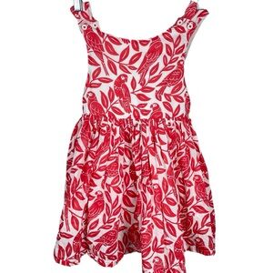 Mini Boden Cross Back Cotton Dress In Strawberry Tart Red Parrot Size 4-5Y